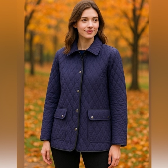 Chico's Jackets & Blazers - Chico's Rich Purple Diamond Quilted Barn Jacket Button Up Coat - Pockets